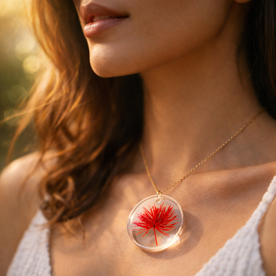 Crimson Firework Resin Pendant