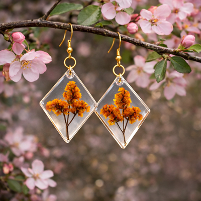 Floral Geomatry Rasin Earrings