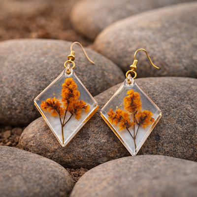 Floral Geomatry Rasin Earrings