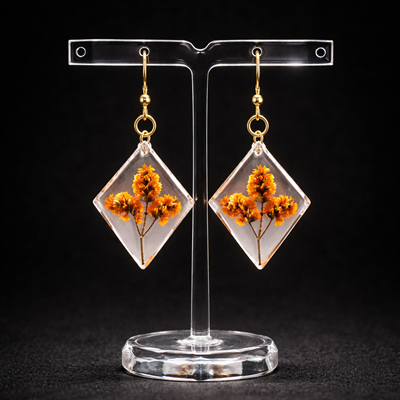 Floral Geomatry Rasin Earrings
