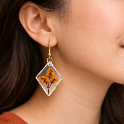 Floral Geomatry Rasin Earrings
