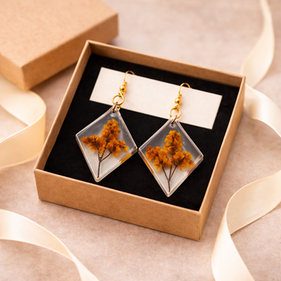 Floral Geomatry Rasin Earrings