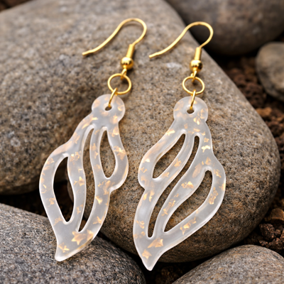Golden Mist Resin Earrings